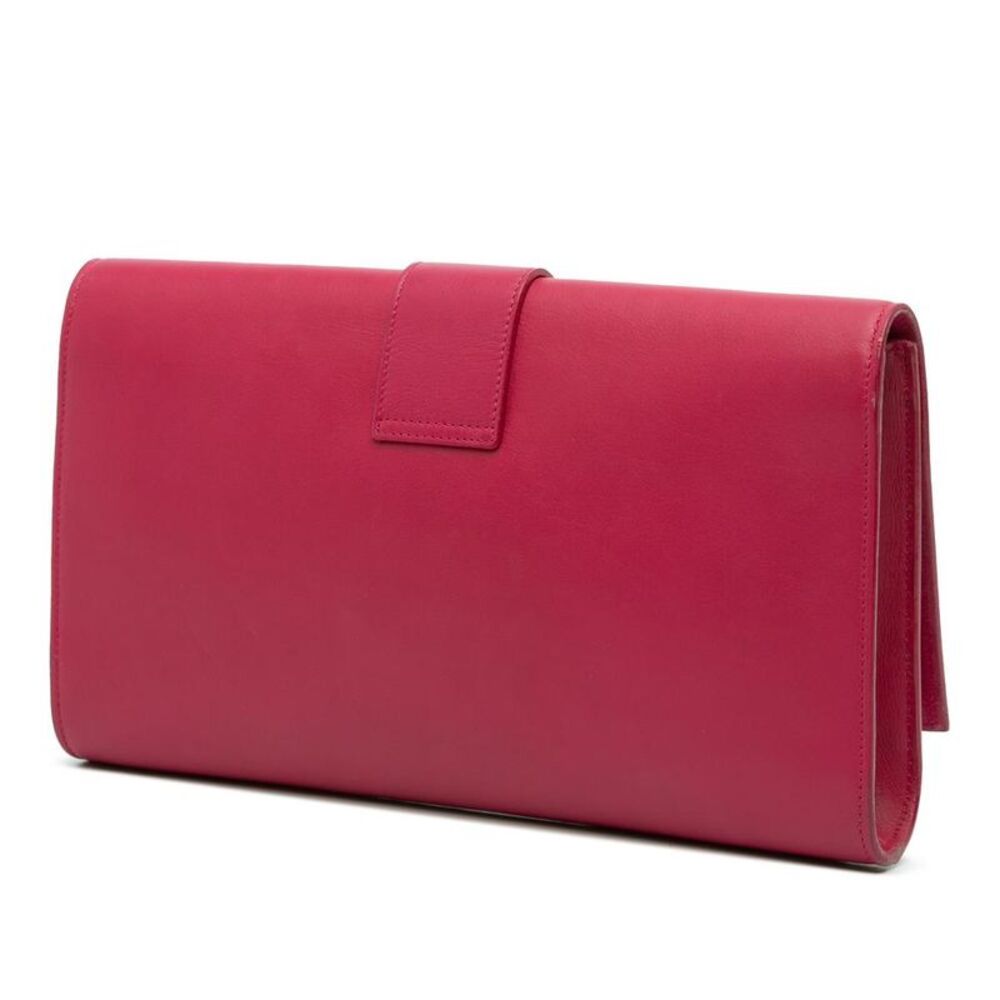 Pre Loved saint laurent Leather Clutch YSL Logo Women Pink Clutches - Picture 2 of 8